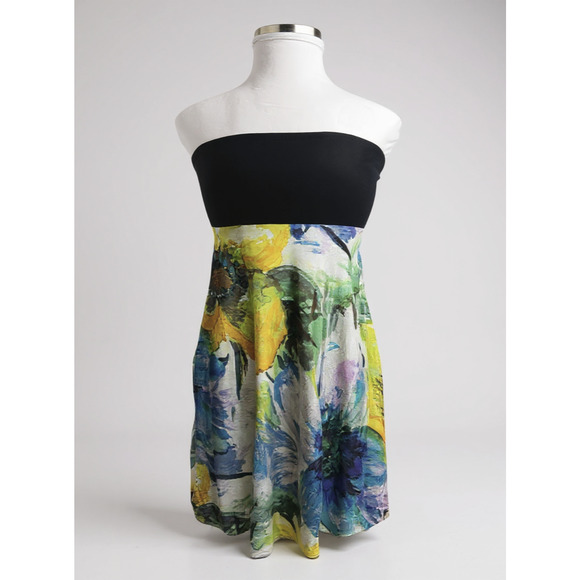 Jams World Dresses & Skirts - Jams World Strapless Tube Mini Dress Watercolor Size Large Art to Wear Beachy
